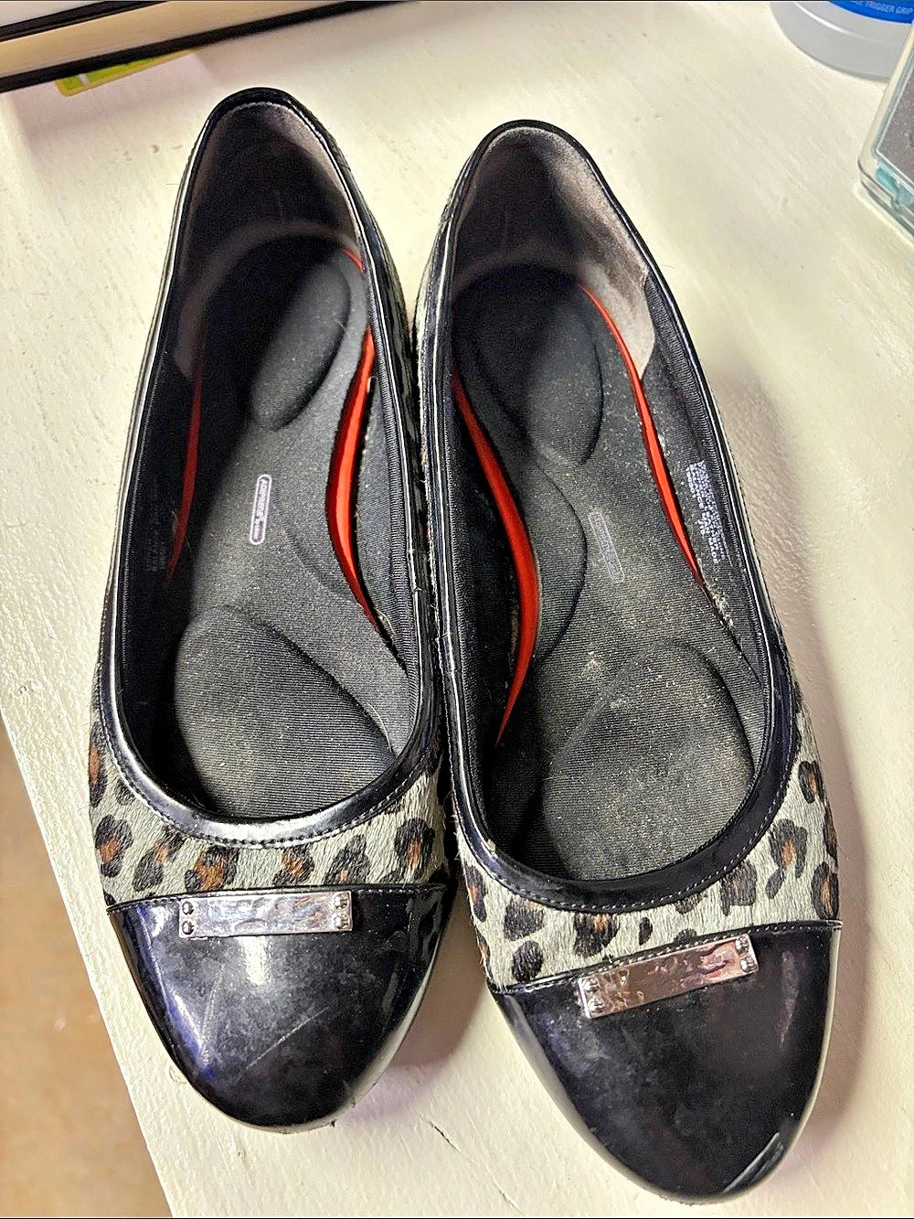 Rockport Leopard Print Flats in Black & Brown
